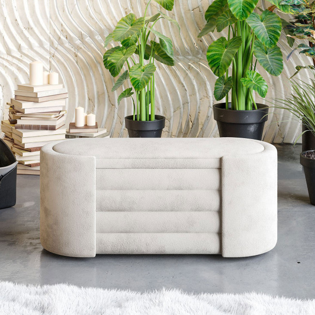 Dot - Banc coffre ovale en tissu L105cm