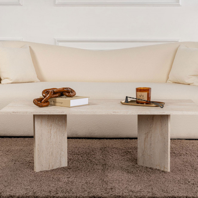 Sam - Table basse effet travertin 119x60cm