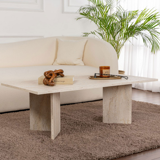 Sam - Table basse effet travertin 119x60cm