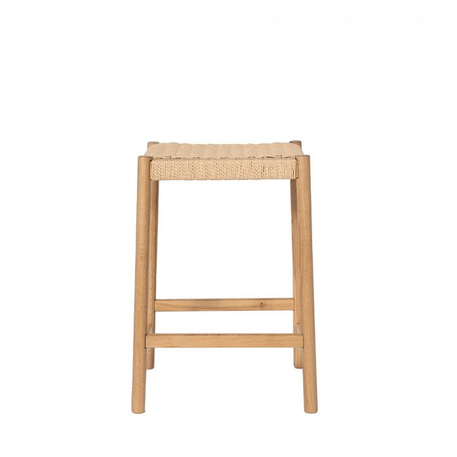 Paolo - Tabouret de bar en corde tressée et bois H65cm