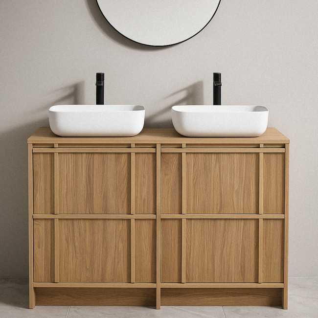 Tori - Meuble de salle de bain 2 vasques en bois 