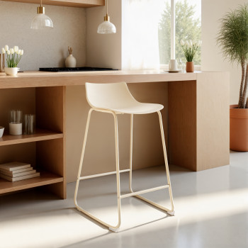 Lamer - Lot de 4 chaises de bar en plastique et métal H66cm