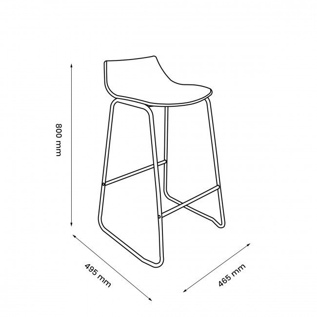 Lamer - Lot de 4 chaises de bar en plastique et métal H66cm
