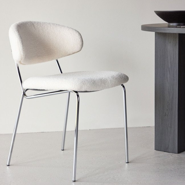 Chico - Lot de 2 chaises en tissu bouclette et métal