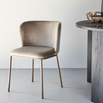 Edina - Lot de 2 chaises en velours et métal
