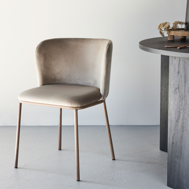 Edina - Lot de 2 chaises en velours et métal