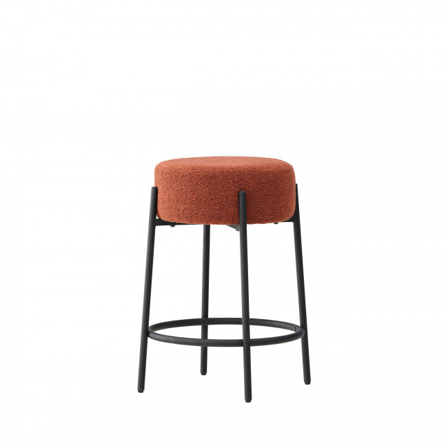 Tucson - Tabouret de bar en tissu bouclette et métal H70cm