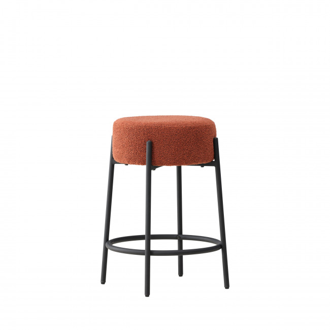 Tucson - Tabouret de bar en tissu bouclette et métal H70cm
