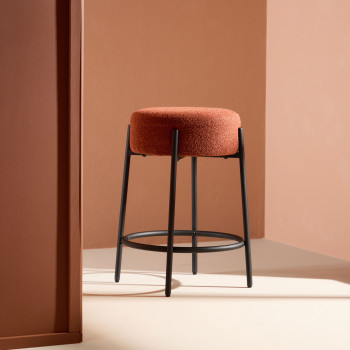 Tucson - Tabouret de bar en tissu bouclette et métal H70cm