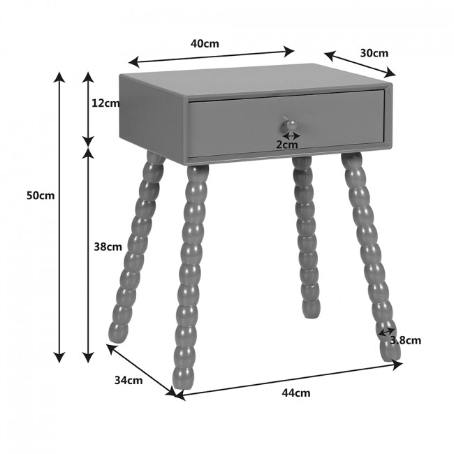 Enko - Table de chevet 1 tiroir en bois 