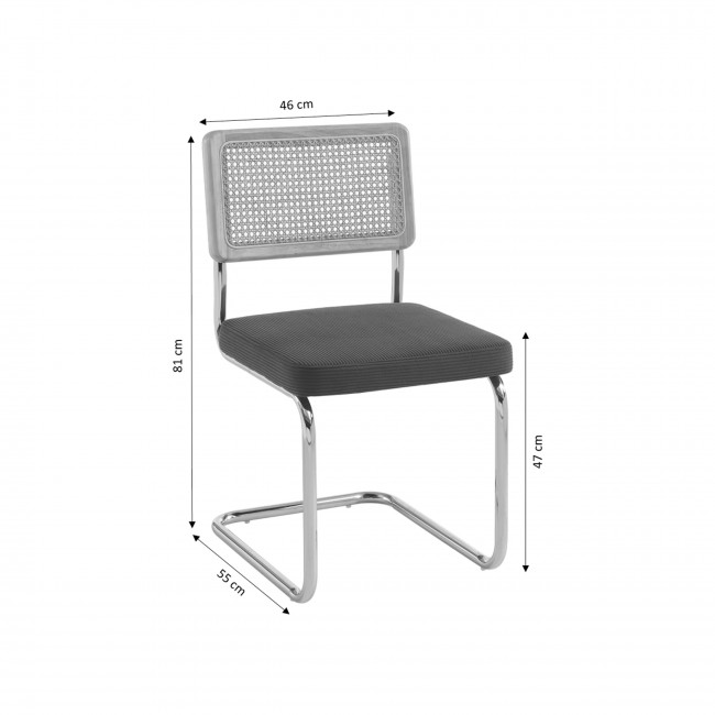 Skana - Lot de 2 chaises en velours côtelé pieds chrome