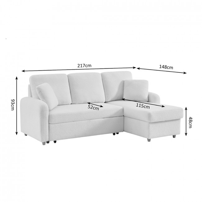 Matera - Canapé d'angle réversible convertible 3 places en tissu avec coffre