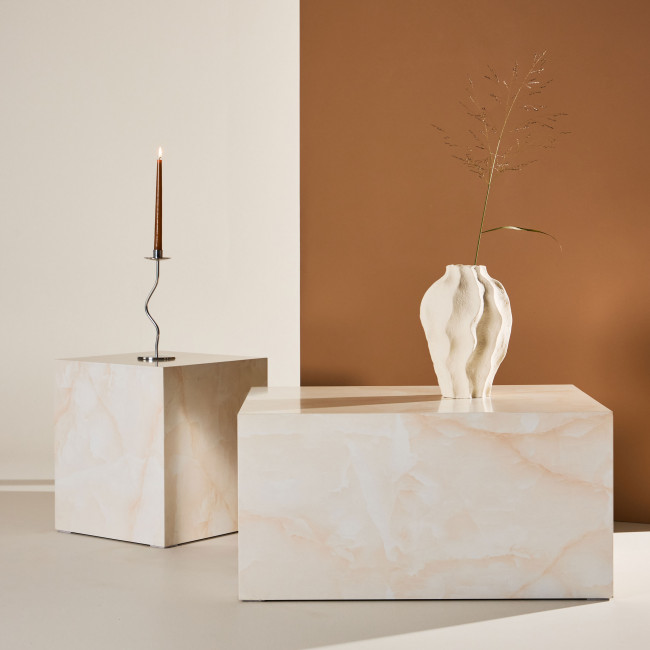 York - Table d'appoint carrée effet marbre 40x40cm