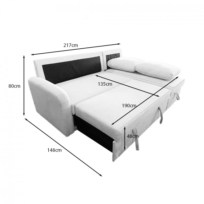 Matera - Canapé d'angle réversible convertible 3 places en tissu avec coffre