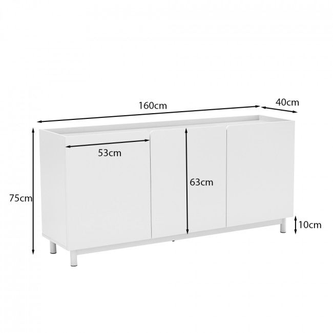 Stanley - Buffet 3 portes en bois et métal L160cm