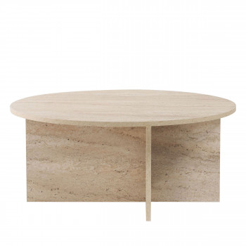Soho - Table basse ronde en effet travertin ø90cm
