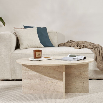 Soho - Table basse ronde en effet travertin ø90cm