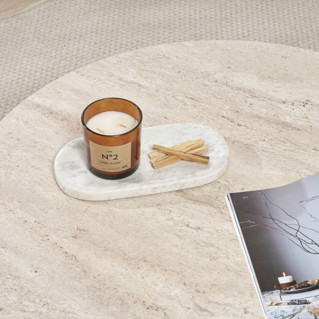 Soho - Table basse ronde en effet travertin ø90cm