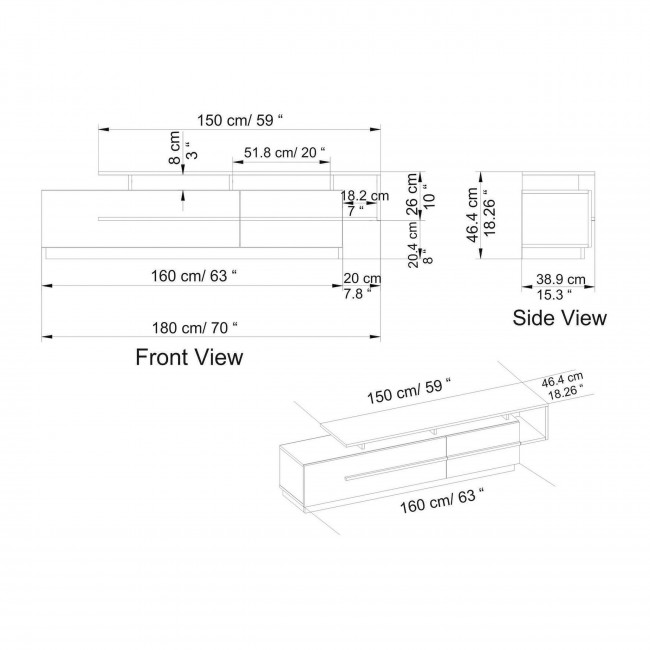 Axis - Meuble TV 2 portes en bois L180cm