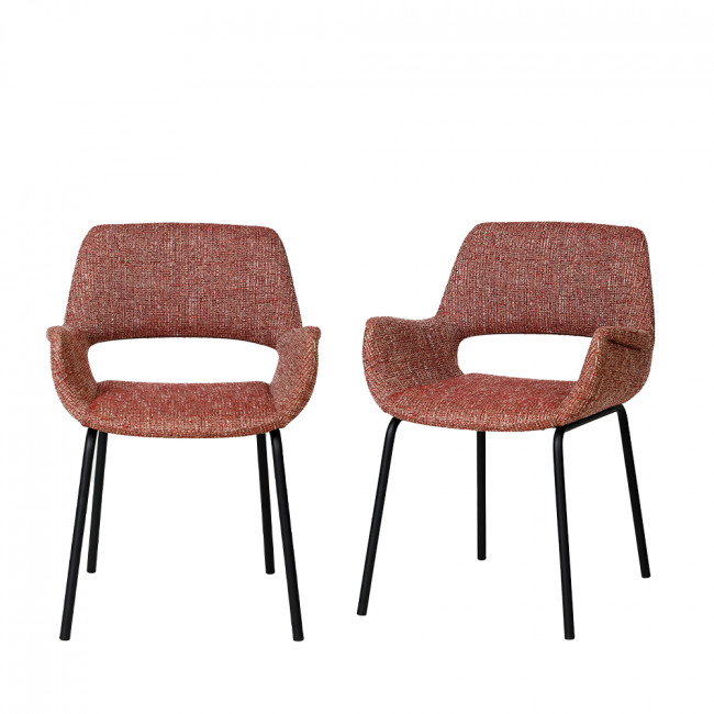 Kendy - Lot de 2 fauteuils de table en tissu et métal