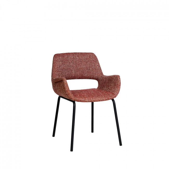 Kendy - Lot de 2 fauteuils de table en tissu et métal