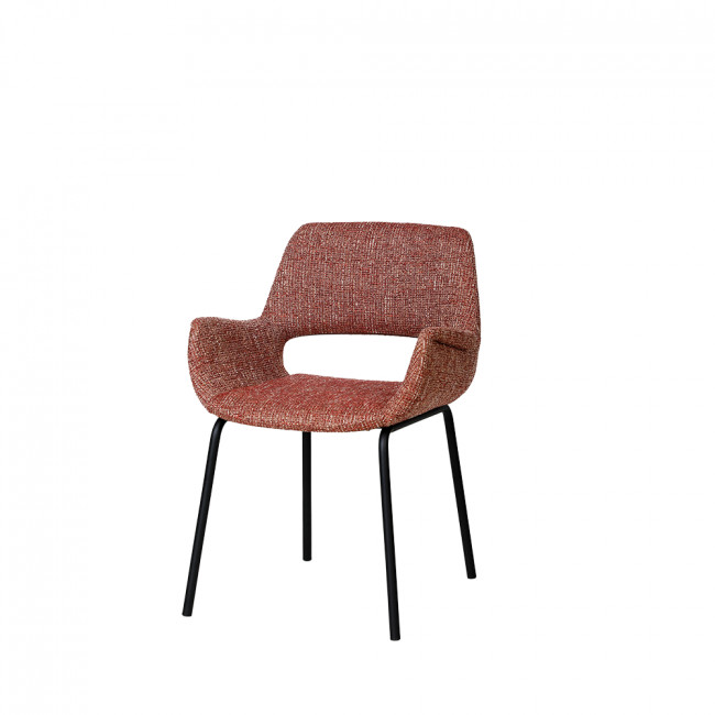 Kendy - Lot de 2 fauteuils de table en tissu et métal