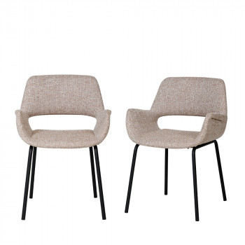 Kendy - Lot de 2 fauteuils de table en tissu et métal