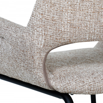 Kendy - Lot de 2 fauteuils de table en tissu et métal