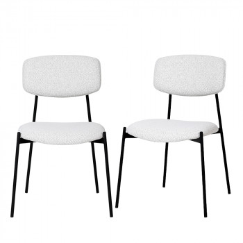 Nelly - Lot de 2 chaises en tissu bouclette et métal