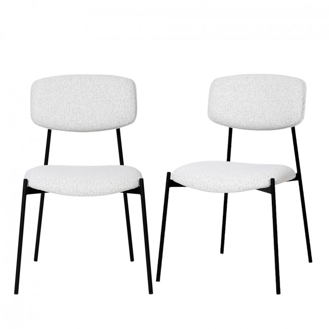 Nelly - Lot de 2 chaises en tissu bouclette et métal