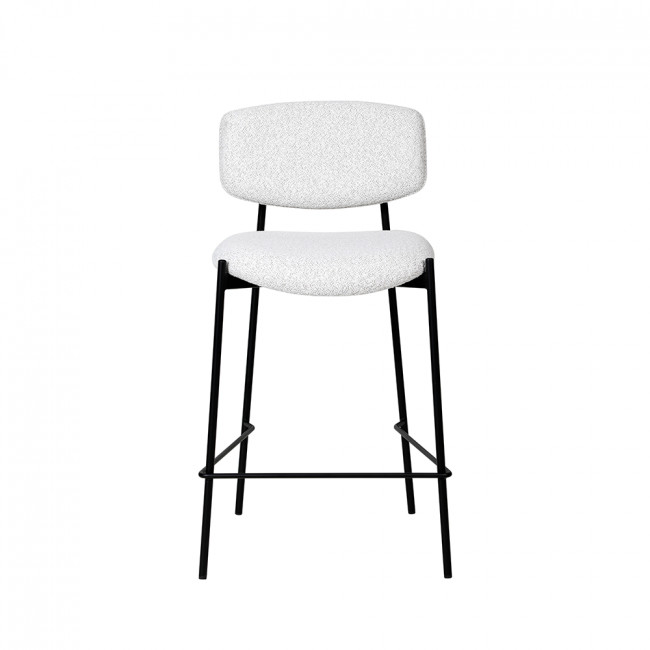 Nelly - Lot de 2 chaises de bar en tissu bouclette et métal H65cm