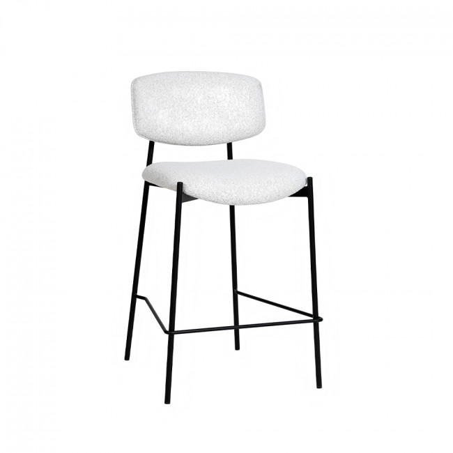 Nelly - Lot de 2 chaises de bar en tissu bouclette et métal H65cm