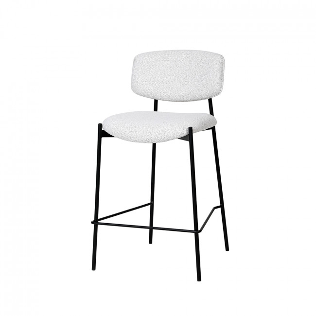 Nelly - Lot de 2 chaises de bar en tissu bouclette et métal H65cm