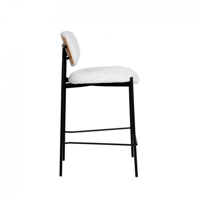 Nelly - Lot de 2 chaises de bar en tissu bouclette et métal H65cm