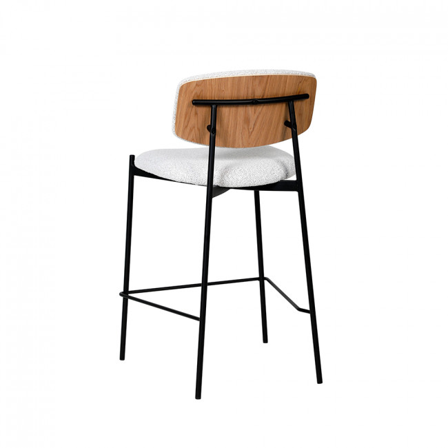 Nelly - Lot de 2 chaises de bar en tissu bouclette et métal H65cm