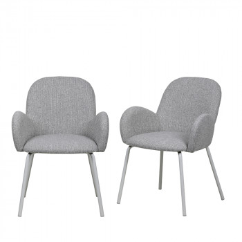 Théodore - Lot de 2 fauteuils de table en tissu et métal