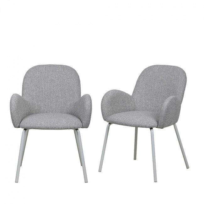 Théodore - Lot de 2 fauteuils de table en tissu et métal