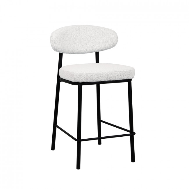 Rode - Lot de 2 chaises de bar en tissu bouclette, bois et métal H65cm