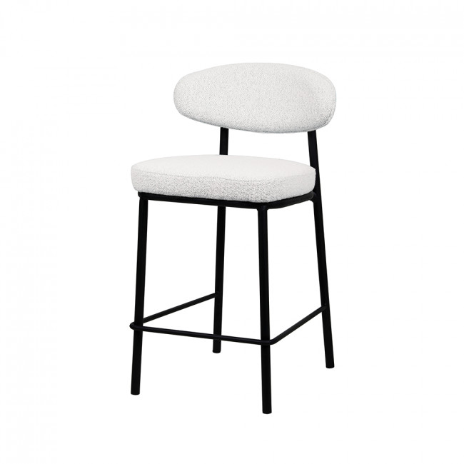 Rode - Lot de 2 chaises de bar en tissu bouclette, bois et métal H65cm