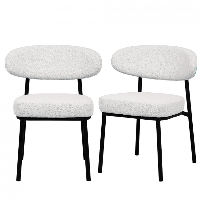 Rode - Lot de 2 chaises en tissu bouclette, bois et métal