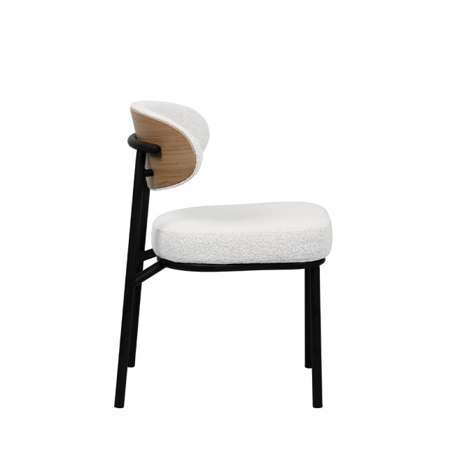 Rode - Lot de 2 chaises en tissu bouclette, bois et métal