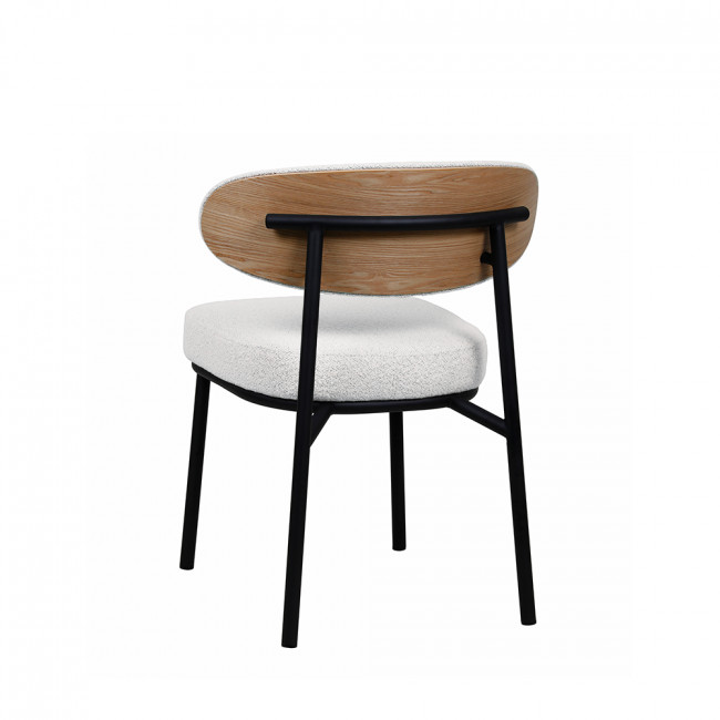 Rode - Lot de 2 chaises en tissu bouclette, bois et métal