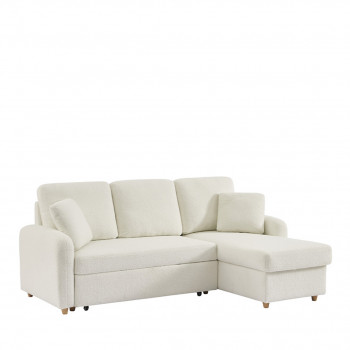 Matera - Canapé d'angle réversible convertible 3 places en tissu bouclette avec coffre