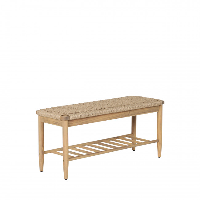 Bosk - Banc intérieur et extérieur en bois d'acacia et résine tressée L101cm