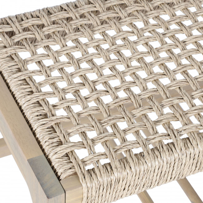 Brann - Banc intérieur et extérieur en bois d'acacia et résine tressée L100cm