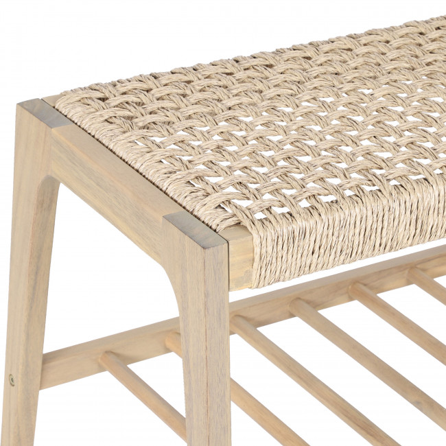 Brann - Banc intérieur et extérieur en bois d'acacia et résine tressée L100cm