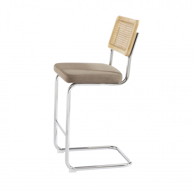 Skana - Lot de 2 chaises de bar en velours côtelé pieds chrome H66cm