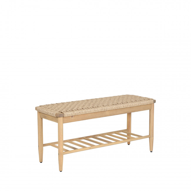 Bosk - Banc intérieur et extérieur en bois d'acacia et résine tressée L101cm
