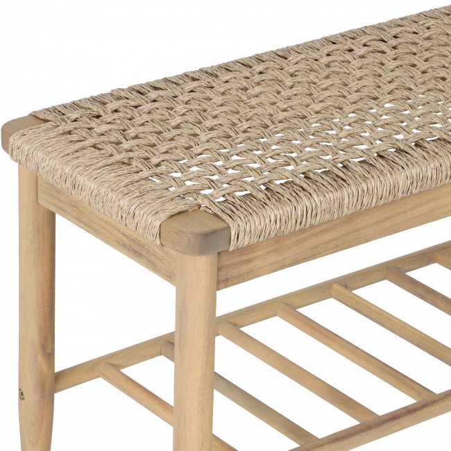 Bosk - Banc intérieur et extérieur en bois d'acacia et résine tressée L101cm