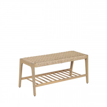 Brann - Banc intérieur et extérieur en bois d'acacia et résine tressée L100cm